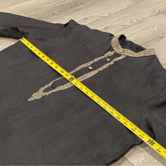 Roopam 2 Pc Kurta Set Men’s Size 40 Charcoal Gray Embroidered Two Piece Set - Picture 10 of 14